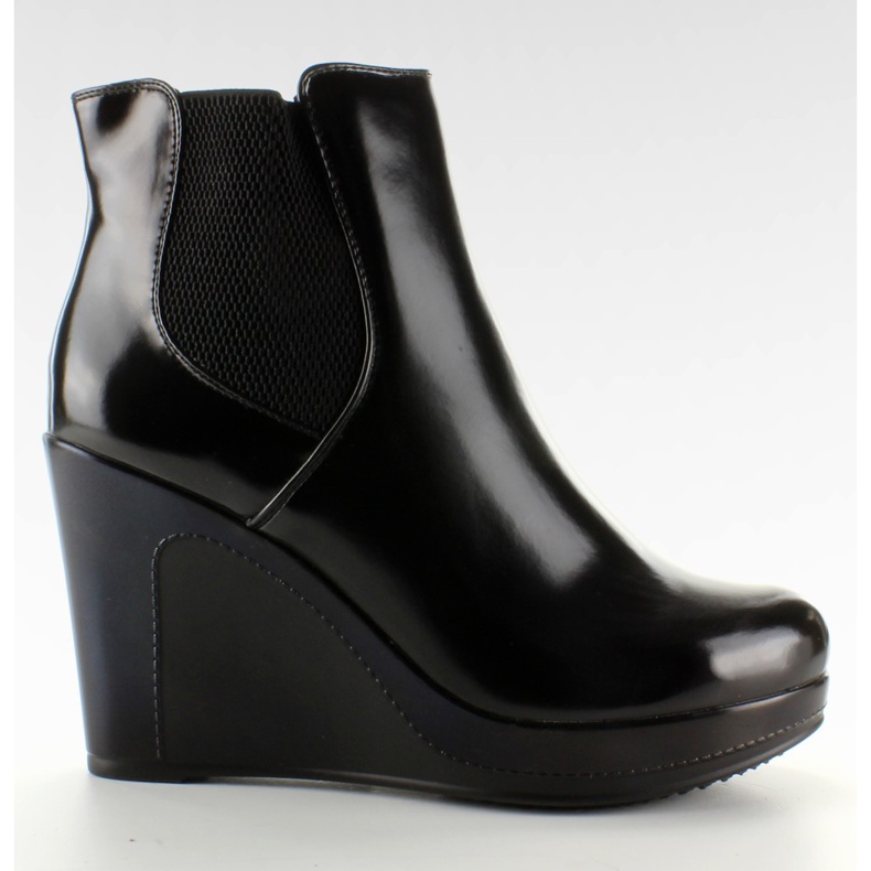 Voller Stiefel Jodhpur Stiefel auf Keil Schwarz