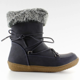 Halbstiefel für Kinder mit Marino Fell navy blau