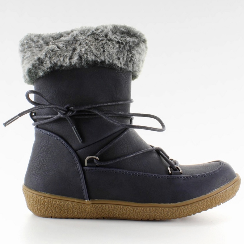 Halbstiefel für Kinder mit Marino Fell navy blau