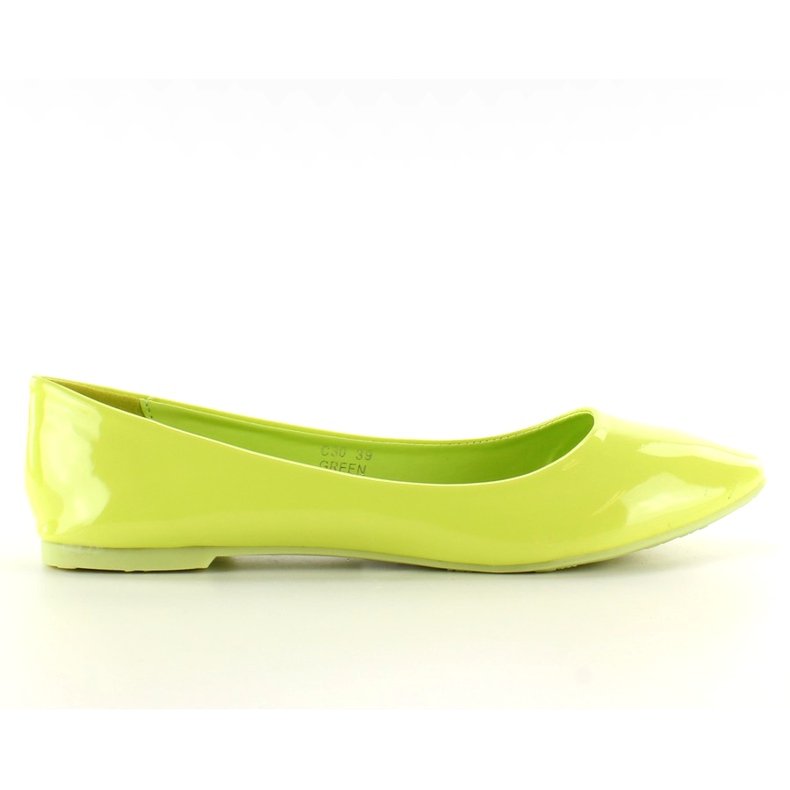 Glatte, lackierte C30 Green Ballerinas grün