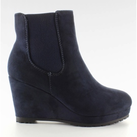 Wildleder Jodhpur Stiefel auf dem Keil ZY9106 Blau navy blau