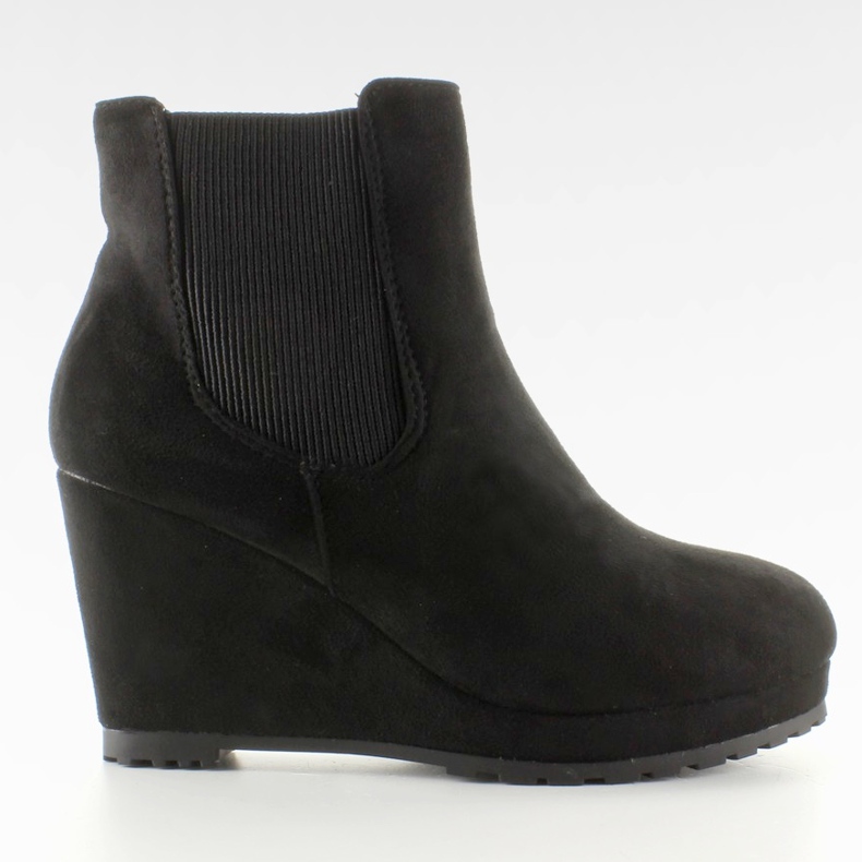 Wildleder Jodhpur Stiefel auf dem Keil ZY9106 Schwarz
