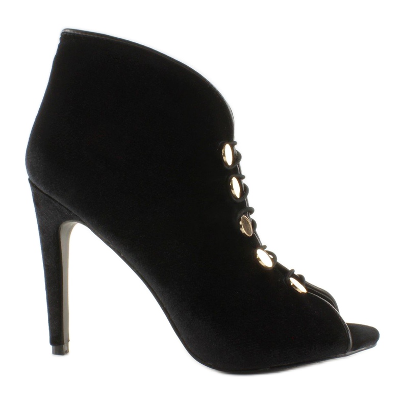 Pumps aus Samt mit offener Spitze 1129 Schwarz