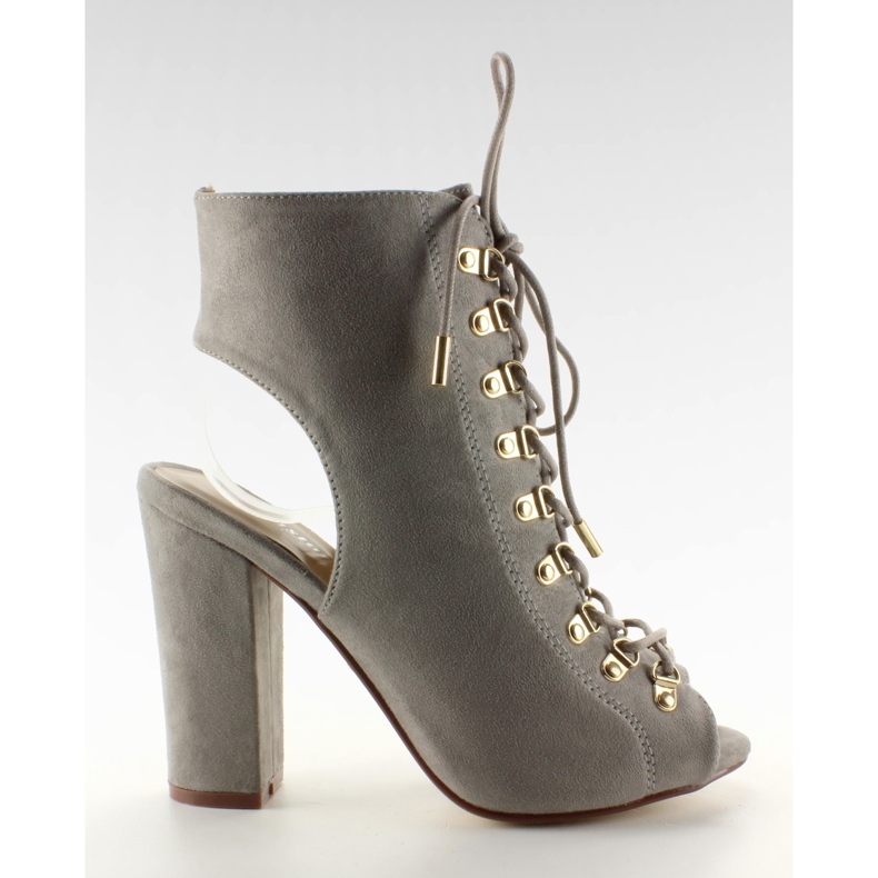 Schnürpumps mit offener Spitze JZ-11P Grau