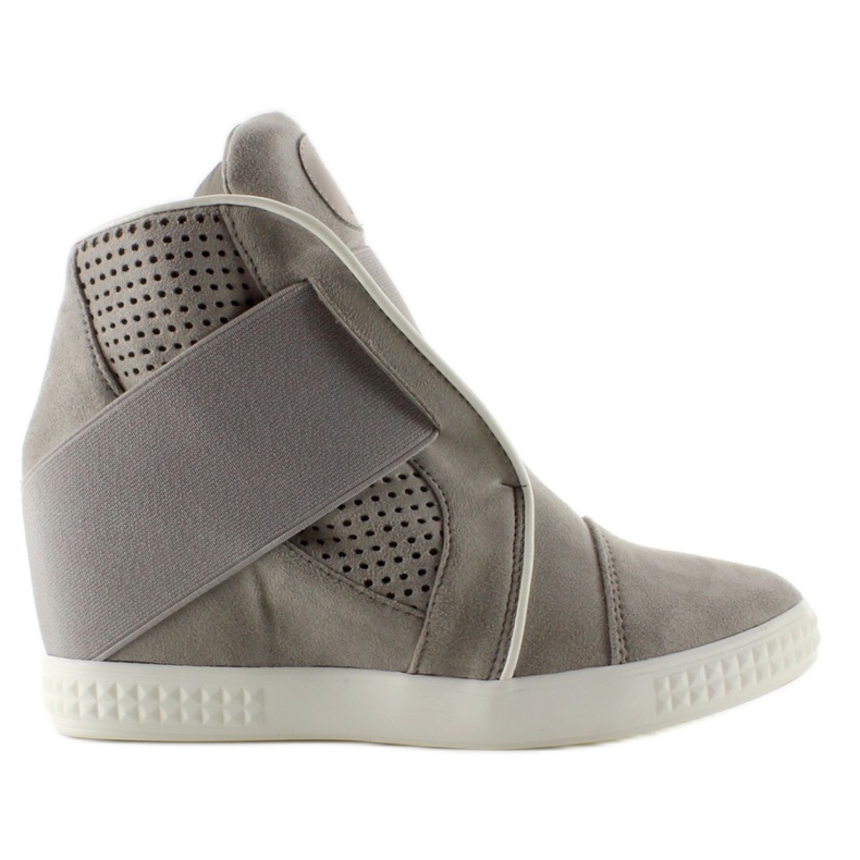 Turnschuhe mit weißen Zierleisten 1142 D. Grau