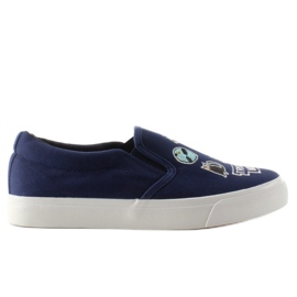 Turnschuhe zum Hineinschlüpfen mit Stickerei NB102P Dunkelblau marineblau