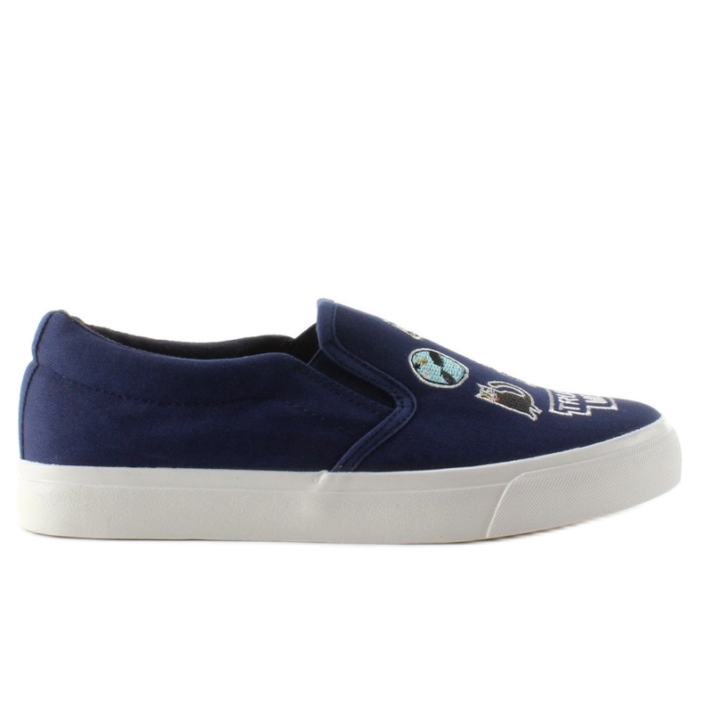 Turnschuhe zum Hineinschlüpfen mit Stickerei NB102P Dunkelblau navy blau