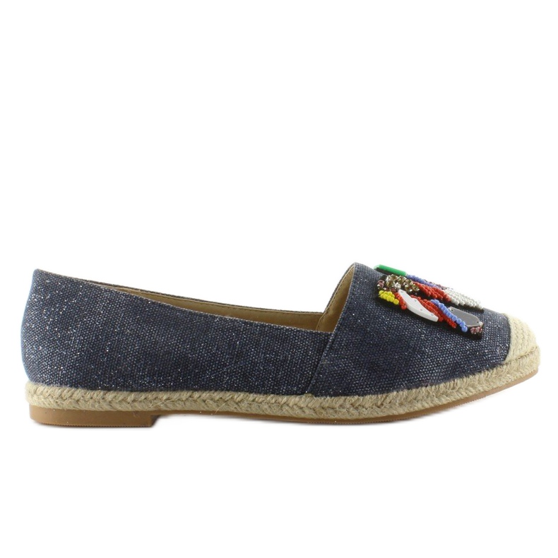 Espadrilles mit bunten H8-58 D Blue Perlen blau