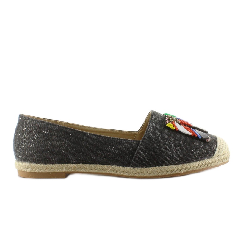 Espadrilles mit bunten H8-58 schwarzen Perlen