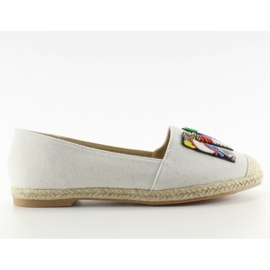 Espadrilles mit bunten H8-58 White Perlen weiß