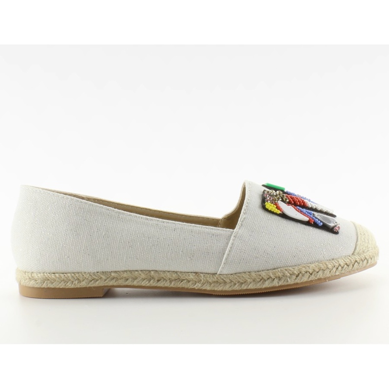 Espadrilles mit bunten H8-58 White Perlen weiß