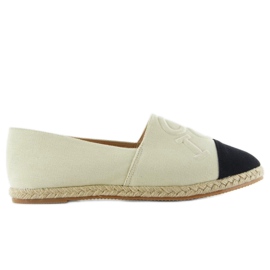 Esapdryle mit geprägten Buchstaben T267 Beige schwarz braun