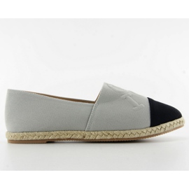 Esapdryles mit geprägten Buchstaben T267 Grau schwarz