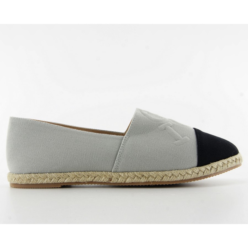 Esapdryles mit geprägten Buchstaben T267 Grau schwarz