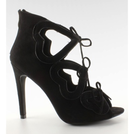 Absatzstiefel durchbrochene Herzen 1240 schwarz