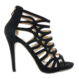 Sandalen Stiefel auf einem hohen Absatz SY19 schwarz