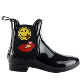 Damengaloschen mit Lackflicken D37 schwarz