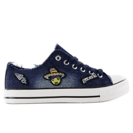 Denim-Turnschuhe mit Patches NB98P D. blau navy blau