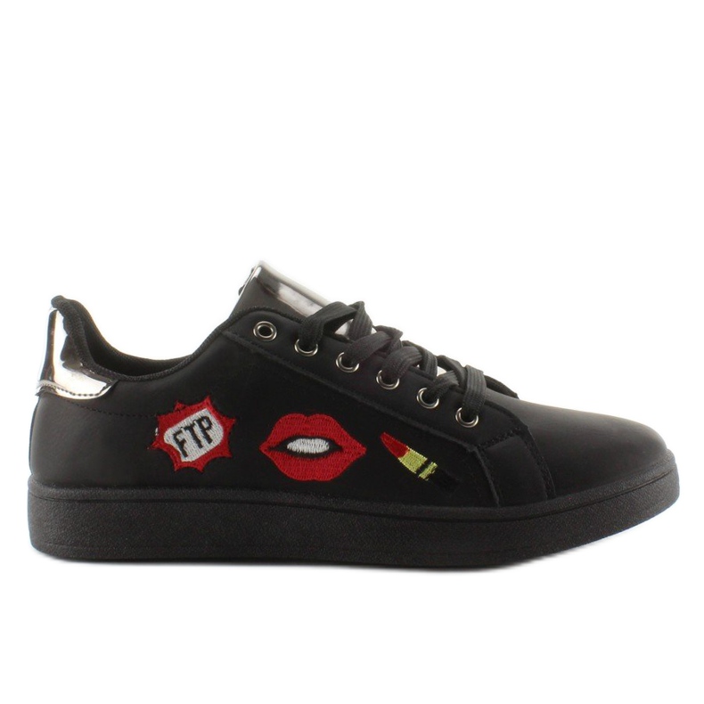 Süßlippen Sneaker FB-15 BLACK / GUN mit Patches schwarz