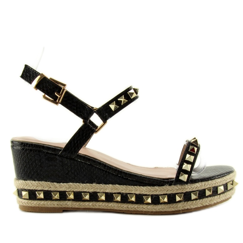 Sandalen Espadrilles mit Nieten Y16P schwarz