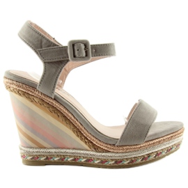 Espadrilles mit pastellfarbenem Wedge Y5p grau