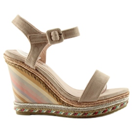 Espadrilles mit pastellfarbenem Keilabsatz Y5p beige