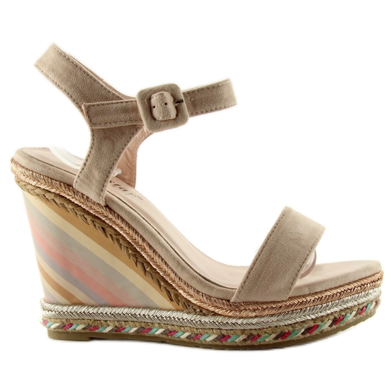Espadrilles mit pastellfarbenem Keilabsatz Y5p beige