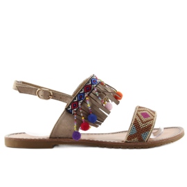 Wunderschöne Sandalen mit Bommeln CL60 beige