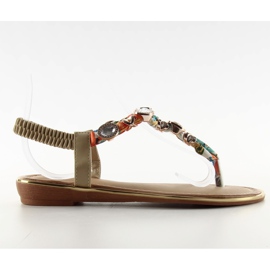 Sandalen mit Steinen C63 beige weiß braun blau orange
