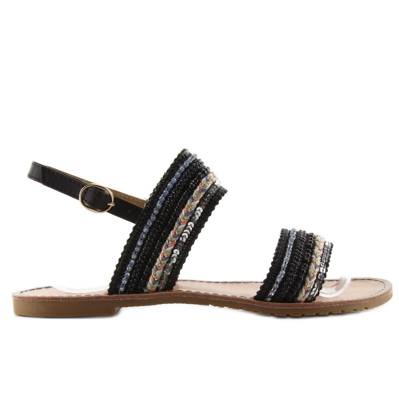 Sandalen mit verzierten Bändern CL61 schwarz