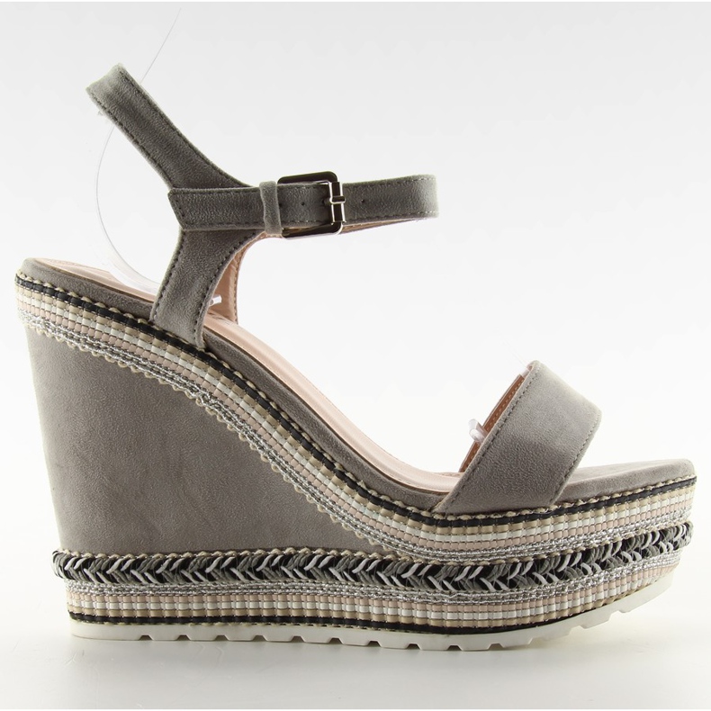 Schöne Sandalen auf Keil LL-56 grau