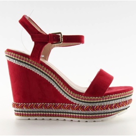 Schöne Sandalen auf dem Keil LL-56 ed rot