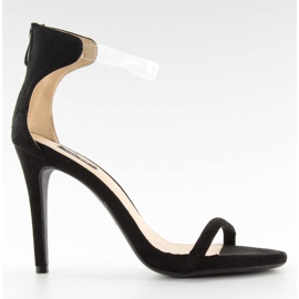 Sandale auf hohem Absatz mit transparentem Gürtel 5075 Black schwarz