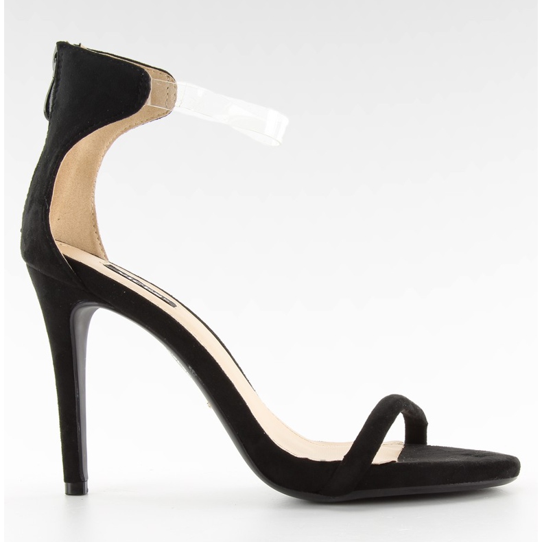 Sandale auf hohem Absatz mit transparentem Gürtel 5075 Black schwarz