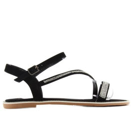 Samtsandalen mit Zirkonias S78 schwarz