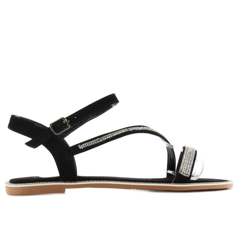 Samtsandalen mit Zirkonias S78 schwarz