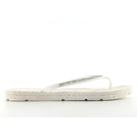 Gummi-Flip-Flops wie Espadrilles ls069 weiß