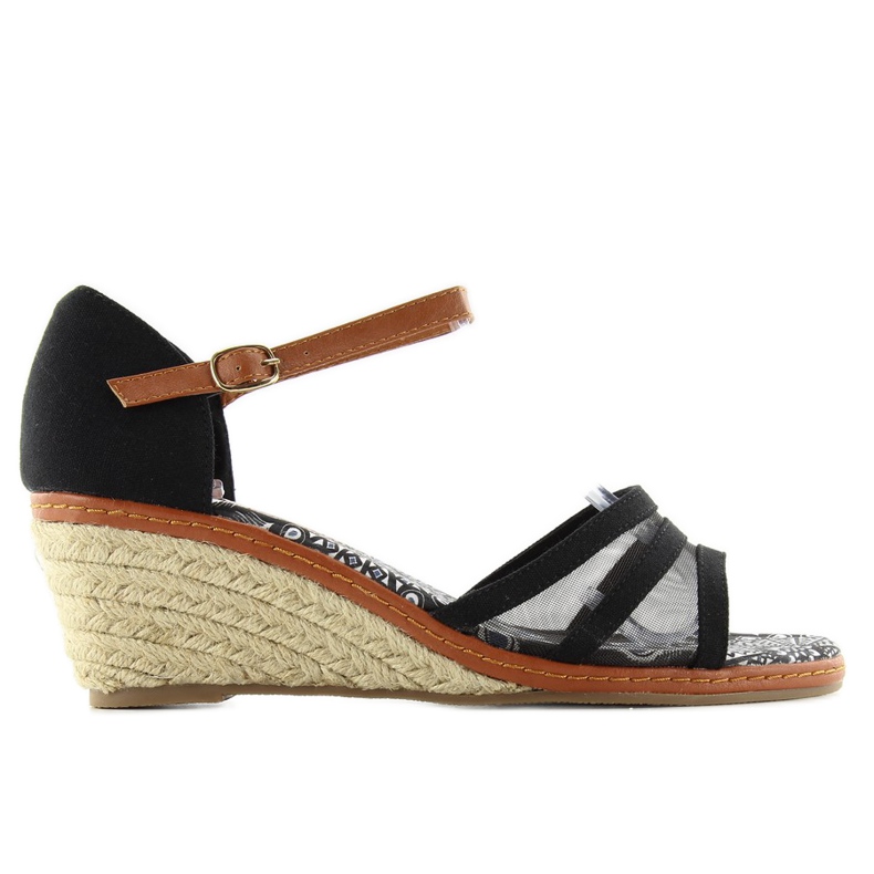 Espadrilles 6M-2 Schwarze Sandalen
