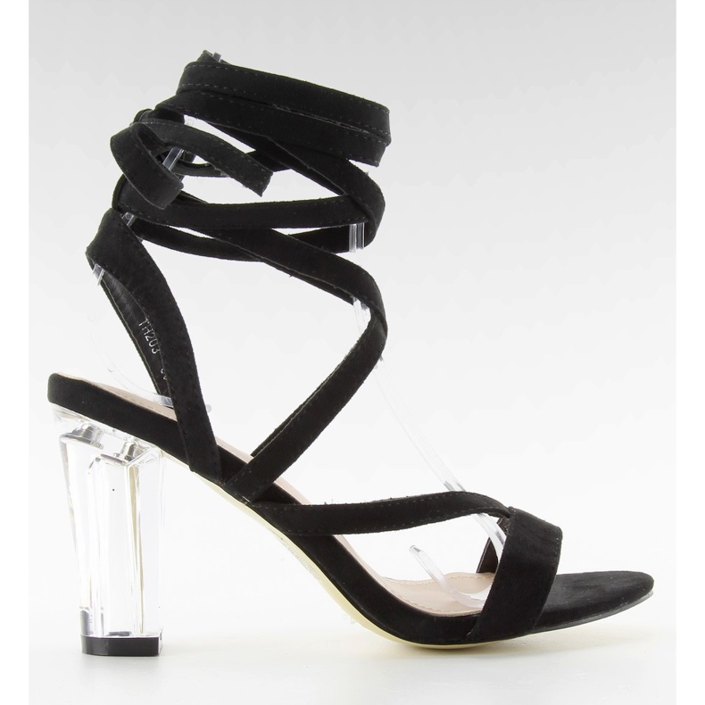 Schwarze Sandalen mit transparenten Absätzen