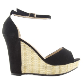 Sandalen auf einem einzigartigen Keil 028 schwarz