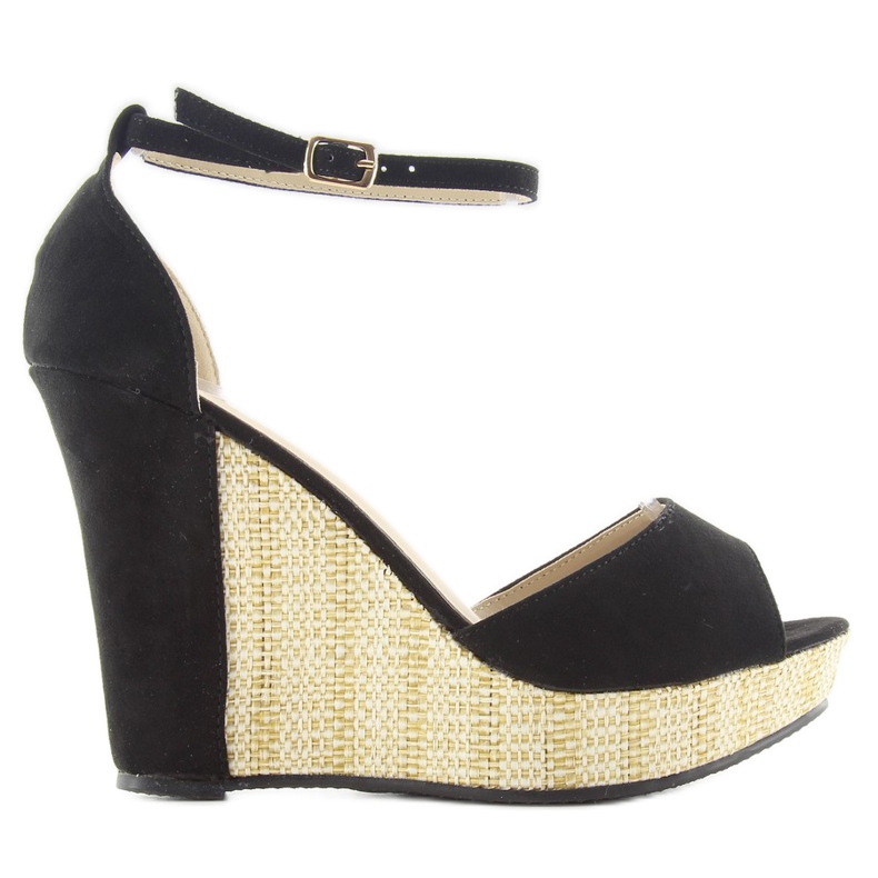 Sandalen auf einem einzigartigen Keil 028 schwarz