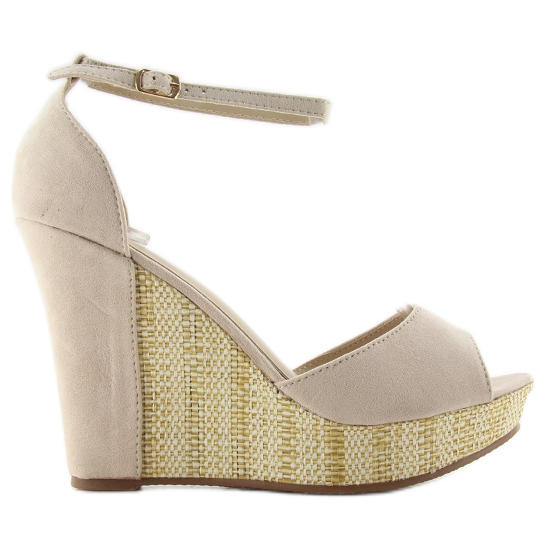 Sandalen auf einem einzigartigen Keil 028 beige
