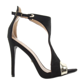 Einzigartige Sandalen auf einem hohen Absatz jz-6319 schwarz