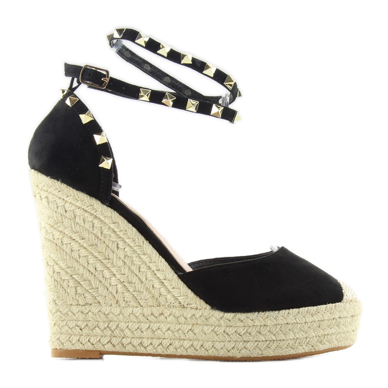 Espadrilles mit Nieten auf der Plattform 100-727 schwarz
