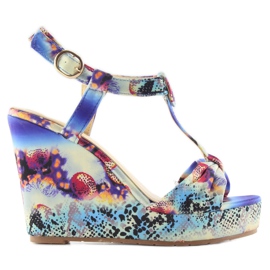 Keilsandalen aus Satin 903 blau