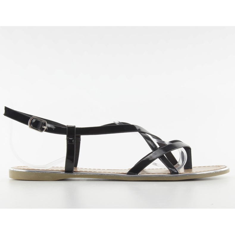 Sandalen mit Silberrand h161 schwarz