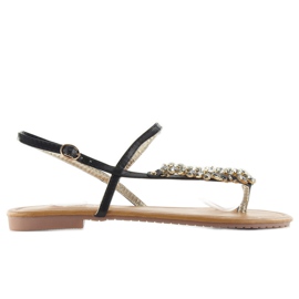 Elegante Sandalen mit jh33 schwarzen Steinen