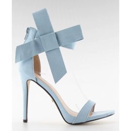 Sandalen auf einem hohen Absatz mit Schleife jz-6340 blau