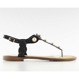 Flip-Flops mit großen Perlen LL-75 Schwarz