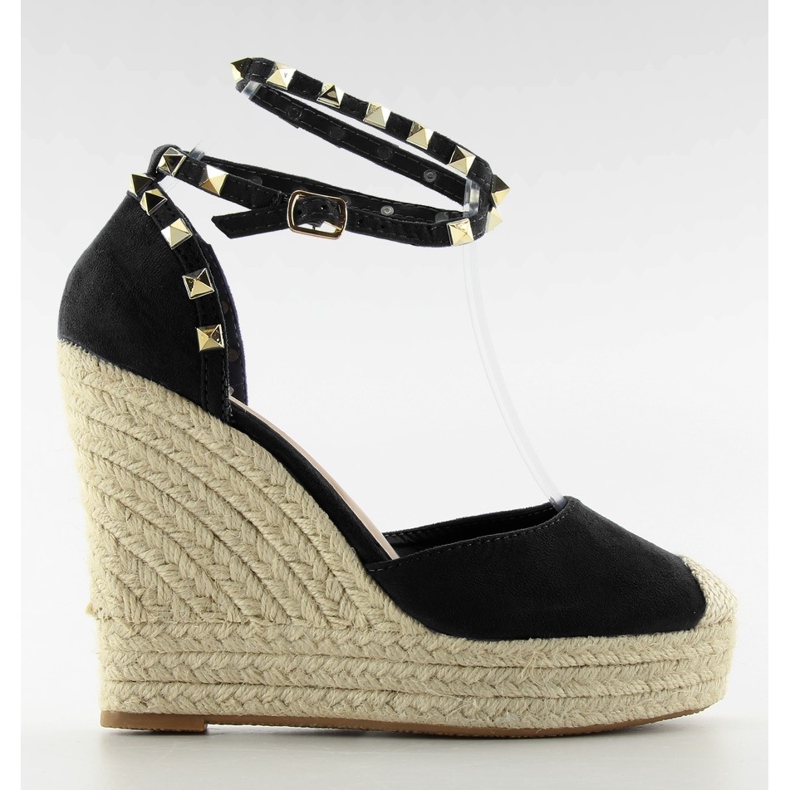 Espadrilles mit Nieten auf Jeans-Plattform navy blau